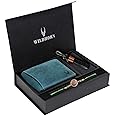 WildHorn Rakhi Gift Hamper for Brother - Classic Men's Combo/Gift Set of Leather Wallet, Keyring and Rakhi for Brother/Bhaiya. (Blue Hunter)