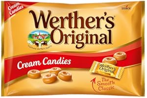 Werther's Original Cream Candies (1 kg), caramelos duros clásicos de mantequilla y nata fresca, toffees dulces y cremosos, caramelo sin gluten con sabor a crema