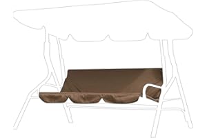 Marvellous Funda de cojín para Asiento de Columpio, Patio Hamaca Columpio de jardín Funda de cojín de 3 Asientos Cojín de protección de Tela Impermeable 150 cm x 50 cm x 10 cm(marrón)