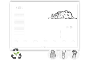 ‎LIGARTI Ligarti Paper Pad for Desk (100% Sustainable), A3+ Undated Weekly Planner Pad with To Do List and Alternating Motifs, Desk Pad - Farm