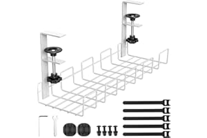 Chiluxendo Organizador Cables Escritorio, Bandeja Cables Escritorio, Recoge Cables Mesa Escritorio, Bandeja Portacables Bajo la Mesa, Bandeja de Gestión de Cables para Oficina, Hogar (Blanco)