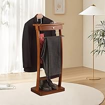 Servomuto In Legno Di Mogano Con Cassetto - Appendiabiti Per Camera Da Letto, Con Barra Pantaloni E Cravatte