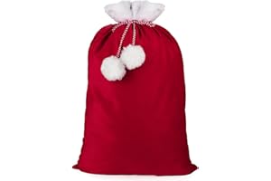 BETESSIN Saco Papá Noel Grande de Navidad, Bolsa Roja 50x70cm Saco Regalo Niños de Navidad, Bolsa de Regalo Detalle Chuches Cajas de Regalo Accesorios Disfraces Papá Noel Cosplay Fiesta de Navidad
