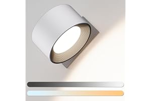 TRUMPETS Applique da Parete Interno Dimmerabile, Applique a Batteria Controllo Touch 3 Colori, Lampada da Parete Ricaricabile 3000mAh USB-C, per Soggiorno, Camera da Letto, Corridoi (Bianco | 1pz)