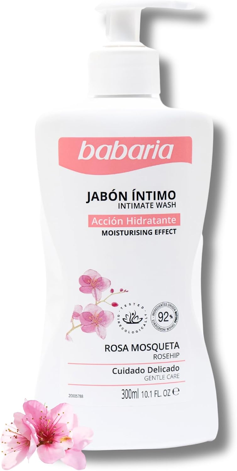 Babaria - Gel Intimo Rosa Mosqueta y Ácido Láctico | Jabon Intimo Mujer | Gel Intimo Acción Hidratante | Jabón Intimo Mujer | Respetuoso con PH Intimo