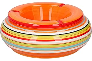 Bubble-Store XXL-Wind-Aschenbecher mit abnehmbarem Deckel, Keramik Sturmaschenbecher, Tischaschenbecher für den Innen- und Außenbereich (Ø 19 cm, Orange)