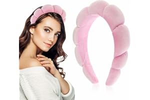 Bottega della Principessa - Diadema Skincare para el Pelo de Mujer abombada de Torciopelo - Diadema viral Tik Tok - para Maquillaje con Dust bag (Rosa)