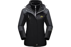 TACVASEN Women's 3-IN-1 Jackets Waterproof Fleece Jacket Outdoor Skiing Snowboarding Coat