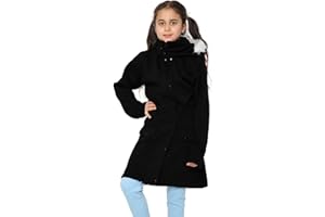 A2Z 4 Kids Kids Girls Coat Black Fleece Parka Jacket Faux Fur Hooded Long Fashion Winter Coats Age 5 6 7 8 9 10 11 12 13 Years