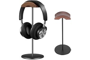 GGF Support Casque, Crochet Casque ,Support Gaming pour Casque Bureau avec Appui-tête en Noyer pour la Plupart des Tailles de Accrocher Casques (Black)