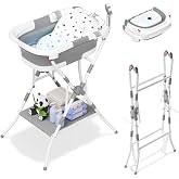 Rabb 1st Ba&ntilde;era Plegable Beb&eacute; con Soporte, Port&aacute;til Tubo de Desag&uuml;e Ba&ntilde;era Plegable Flexible para Beb&eacute; con Estante de Almacen