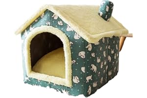 SEOUGEE Dog House, Portable Cat Kennel Bed Indoor with Removable Cushion, 3 In 1 Washable Pets Bed Cave, Removable and Foldable Non-Slip Warm for indoor Pets Puppy Kitten Rabbit