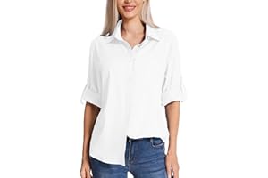 mosingle Chemise de safari pour femme - Protection solaire - Séchage rapide - Léger - Manches longues - Chemisier de voyage pour femme - Randonnée et camping