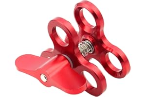 PULUZ Potrójny zacisk kulowy zamykanie otwór kamera do nurkowania wspornik CNC aluminiowa sprężyna latarka zacisk do nurkowania podwodne ramię system fotograficzny taca do nurkowania DJI Osmo Action GoPro LED światło (czerwone)