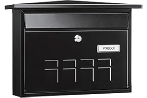 ARREGUI Deco E5704 Boîte aux Lettres Individuelle en Acier, Taille M (Courrier Format A4, Magazine), Boîte aux Lettres Murale au Fond Étroit, Anti-Pluie, Facile à Installer, Noir