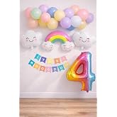 4 Year Old Rainbow Cloud Concept Birthday Party Celebration Set