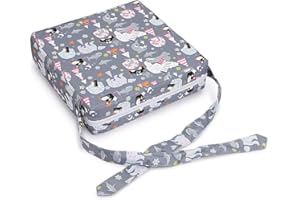 BSTKEY Cojín ajustable para silla de bebé, almohadillas para niños pequeños, almohadillas lavables para niños con correas, cojín con patrón de animales (gris)