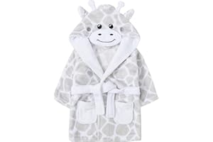 Bamu Baby Town Boys Girls Infants Unisex Soft Plush Flannel Fleece Hooded Bath Robe Dressing Gown Sizes 0-24 Months