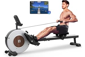 NEEZEE Vogatore Magnetico con 16 Livelli di Resistenza Regolabili, Monitor LCD, Aggiornamento con due Binari di Scorrimento, Conservazione Verticale Salvaspazio, Facile Montaggio