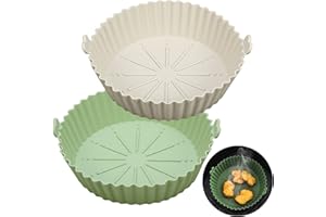Smilcloud 2 Pcs Air Fryer Silicone Liner, 5.3 Inch Round Silicone Pot Baking Pan Air Fryer Paper Liners Replacement Round Silicone Mats Air Fryer Basket for Oven Microwave Home Kitchen