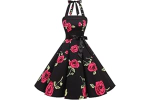 Timormode Abito Vintage Donne Vestito Cocktail 1950 Gonna retrò Estiva Rockabilly Allacciatura al Collo di Polka Dots Molti Colori