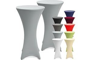 ‎BEAUTISSU Beautissu 2er Set Stretch Stehtisch Hussen 80cm Grau – Waschbar Bügelfrei Stehtisch Hussen für Stehtische Stehtischhussen rutschfest Verstärkung Fußbereich Tischhusse Tischdecke Stehtisch – Stella