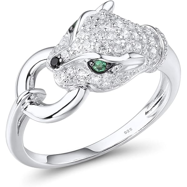 Santuzza - Anello in argento Sterling 925 con zirconia cubica, colore: verde smeraldo, motivo leopardo, per donna, Argento sterling Gemma, Zirconie sintetico