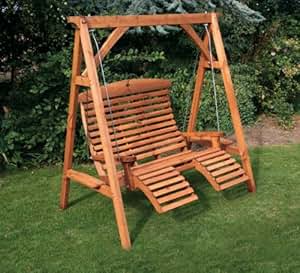 wooden luxury comfort garden swing seat beech finish