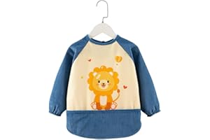 WHYCNJL 1 sztuka śliniak dla niemowląt z długimi rękawami, można prać w pralce, wodoszczelny, dla niemowląt w wieku 6-24 miesięcy, dla niemowląt, śliniaczek do karmienia niemowląt