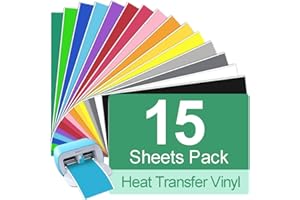 TAOYIO Smart Iron On for Cricut Joy, 14cm x 30.5cm Plotterfolie Textil, Flexfolie Plotter Textil, Leicht zu Schneiden & Jäten, für DIY T-Shirt, Stoffe, Kleidung Bügelfolie, 15 Stück