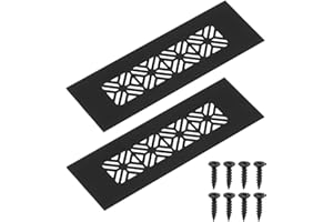 sourcing map 2Pcs Aluminum Alloy Air Vents, 150 x 50mm / 5.9 x 2" Rectangle Louvered Ventilation Grille Cover with Mounting Screws for Door Cabinet Wardrobe, Matt Black