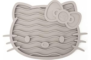 LucyBalu X Hello Kitty ZENCAT Tapis anti-fuite pour chat | Tapis anti-fuite pour chat | Slow Feeder | Tapis en silicone de qualité alimentaire | Tapis en silicone pour lécher | Taupe