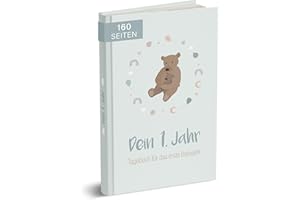 mintkind® Babyalbum "Dein erstes Lebensjahr" A5 Mint | Baby Fotoalbum zum Selbstgestalten | Baby Geschenk für Mädchen und Junge | Babybuch zum Eintragen | Baby Buch ab 0 Monate | Baby-Tagebuch