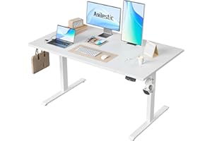 ‎AGILESTIC Agilestic Höhenverstellbarer Schreibtisch 140 x 80 cm, Stabiler Schreibtisch Höhenverstellbar Elektrisch mit Memory-Handsteuerung, Ergonomischer Steh-Sitz Tisch Computertisch, Weiß