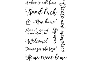 CYFUN DESIGN Grußwörter Stempel für Kartenherstellung Glück neues Zuhause. Willkommen! Süßes Zuhause, Alphabete, transparenter Gummistempel für Papierhandwerk, handgefertigt, Handwerk, Scrapbooking,Zubehör