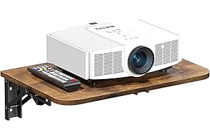 Homode Projector Shelf for Wall, Foldable Floating TV Shelf, Wall Mount DVD Shelf with Heavy-Duty Brackets Under TV for Cable Box, Games Console, 16.5 x 11 Inches, Rustic Brown