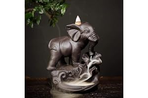 YYW Elefant Räucherstäbchen Halter mit 20PCs Rückfluss Räucherkegel, Asien Keramik Räucherstäbchenhalter Rückfluss Räuchergefäß