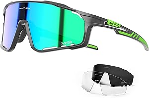 KAPVOE Polarizzati Occhiali da Ciclismo Uomo Occhiali MTB Donna Occhiali Bici da Corsa Con 3 Lenti TR90 Occhiali da Sole Sportivi Anti-UV400 Occhiali Ciclista Mountain Bike Bicicletta Running K76