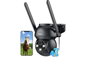 Xega 4G LTE Camara Vigilancia Exterior con Tarjeta SIM, 24/7 Grabación, PTZ Seguimiento Automático, Detección Humana, Foco y Sirena Visión Nocturna en Color 2K HD Almacenamiento TF/Cloud IP66