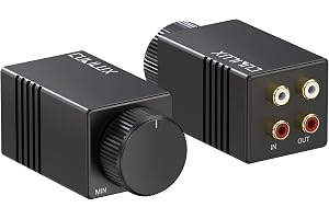 Cubilux Passiv RCA volym- och baskontroll med ALPS RK27 | Aluminiumhus för aktiva högtalare, subwoofrar och studiomonitorer. Endast linjesignaler