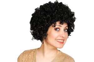 MATISSA Unisex Clown Wig Circus Funny Fancy Party Dress Accessory Afro Stag Do Fun Joker (Black)