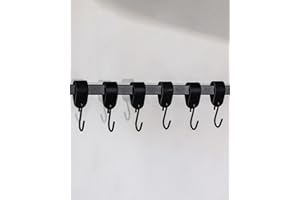 Metallbude Kleiderhaken S-HAKEN - 6er Set in Schwarz - Modernes Design - Garderobenhaken aus Hochwertiger Lederschlaufe & Stahl - 10 cm