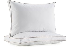 Deodar Uppsättning av 2 fjäderkuddar 50 x 75 x 5 cm, fjäderkuddar med 100 % bomullsfoder, ventilerande, allergivänliga, tvätt