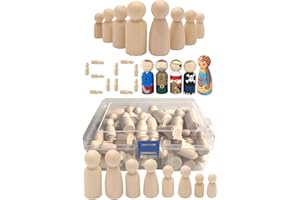 MIYOBING Figuren Holzfiguren, 50 Stück DIY Holzfiguren Puppen,Humanoide Marionette Kinderspielzeug Männlich und Weiblich Puppe Spielzeug Basteln Kunsthandwerk, Familie DIY Basteln Hochzeitsfeier Dekor