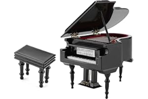 JENNGAOO Miniature Grand Piano Model with Bench & Display Case - Black Wooden Desk Decor, Home Display Piece, Unique Gift for Music Lovers & Collectors(3.9x3.5x1.8in)