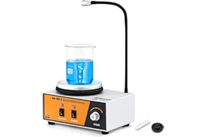 Bonvoisin Agitatore Magnetico con Piastra Riscaldante, Mixer da Laboratorio da 2L 0-2600rpm 100℃ con Asta di Supporto Sensori Flessibile, 120 * 120mm 180W Potenza di Riscaldamento (EU)