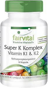 Complexe Super K Vitamine K1 K2 90 Gelules Phytomenadione Vitamine K1 Menaquinone Mk 4 Et Menaquinone Mk 7 Vitamine K2 Amazon Fr Hygiasne Et Soins Du Corps