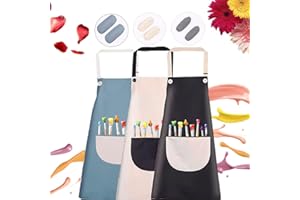 Shengou 9pcs Delantal Niños Pintura,Infantil Delantal con Bolsillos,Ajustable Infantil Delantal,Delantal de Niños,Delantal Niños Cocina (Negro, Blanco, Azul)
