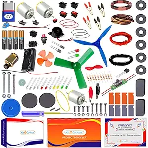 Kit4Curious Super Kit 100 Items in a kit - Science & Fun Innovation Kit with Instruction Manual for 100 Projects