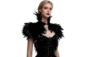 keland Victorian reale natürliche Feder Shrug Schal Schulterumhang Cape Gothic Kragen Halloween-Kostüm